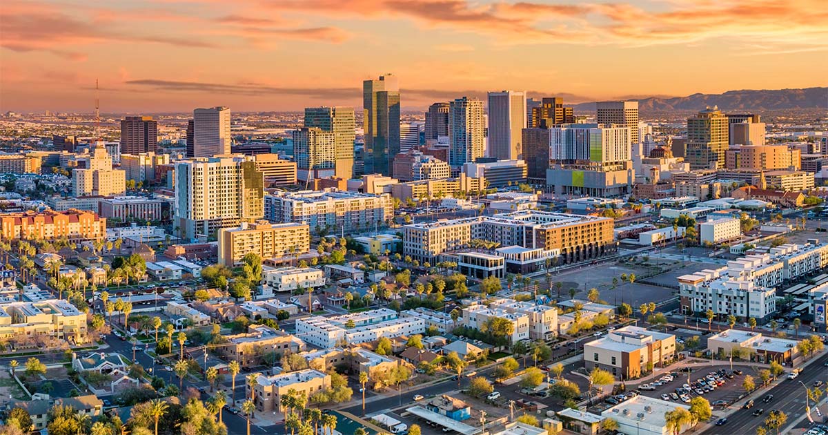 Phoenix, AZ Photograph of Phoenix, Arizona at Dusk